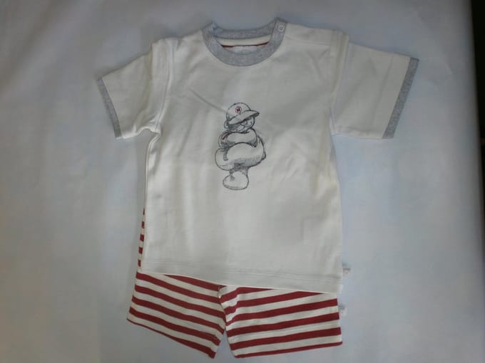 Noukie's - Pyjama - Zomer - Jongens -  Creme / rood  - 2jaar 92