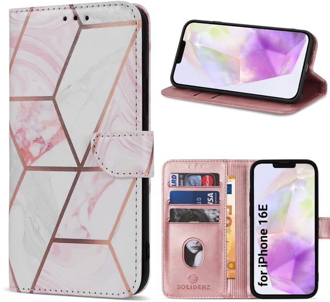 Solidenz hoesje - Geschikt voor Apple iPhone 17e / 16e - Bookcase - Marmer