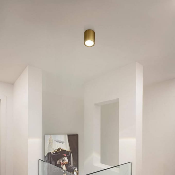 SLV LED plafondlamp Oculus, messingkleurig, 9 cm, dimbaar naar warm wit