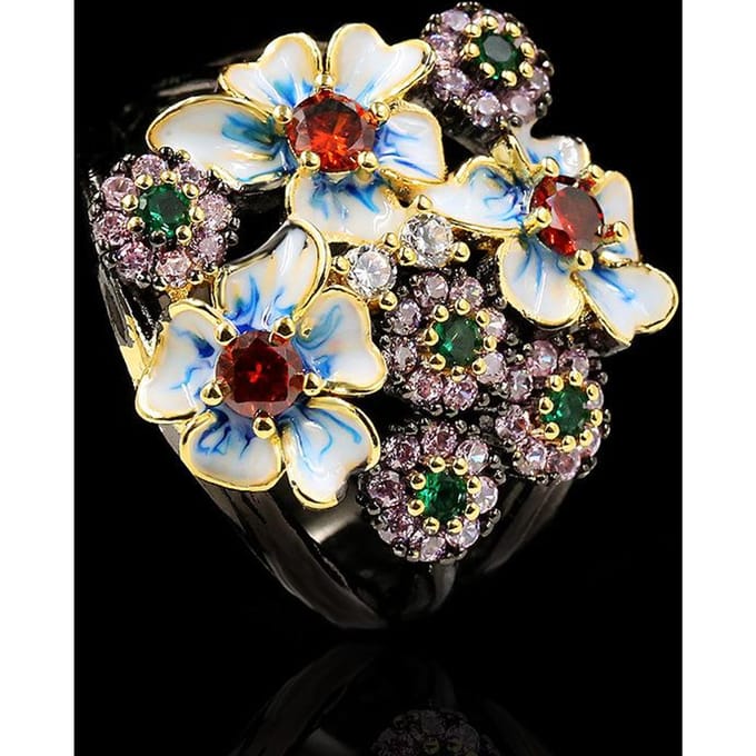 Mode Gekleurde Zirkoon Ring Gouden Ring Dames Sieraden No. 9 white