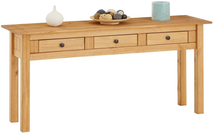 Console CANCUN van massief grenenhout met 3 lades