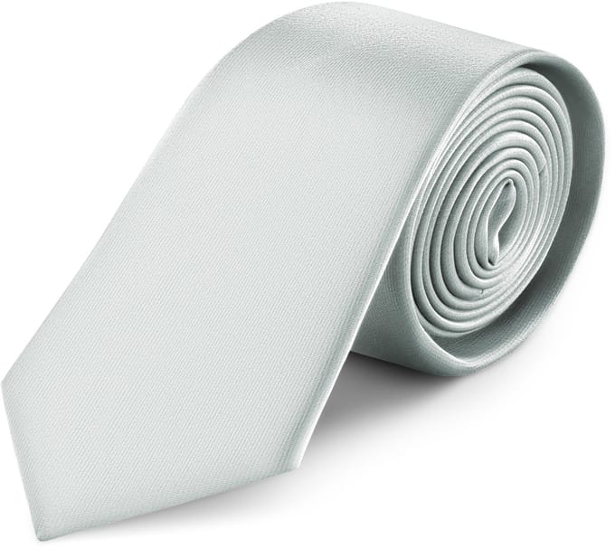 Zilverkleurige Satijnen Stropdas van 8 cm