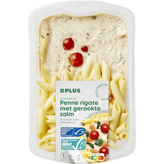 Penne rigate met gerookte zalm