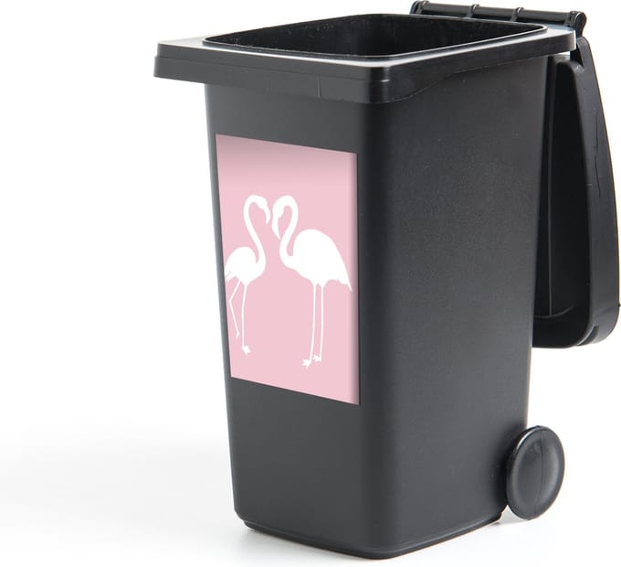 Container sticker Roze - Hart - Flamingo - 40x60 cm - Kliko sticker