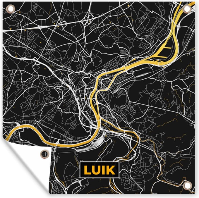 Tuindoek Luik - Gold - Stadskaart - Plattegrond - Kaart - 100x100 cm