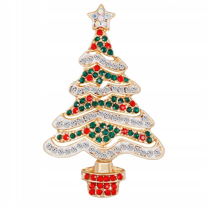 PINETS Kerst Broche Kleurrijke Kerstboom met Ster