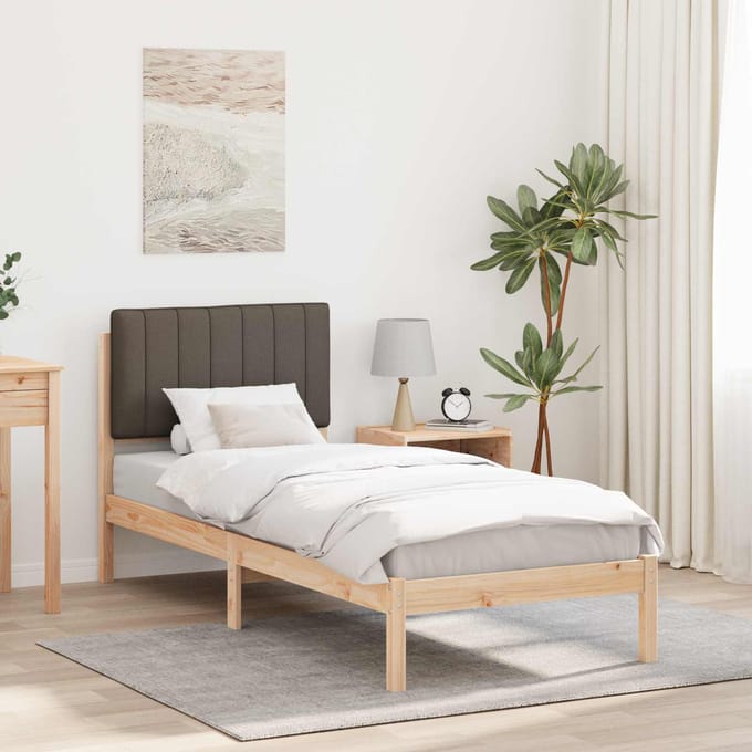 vidaXL - Bedframe - met - Gevoerde - Hoofdbord - Taupe - 80 - x - 200 - cm