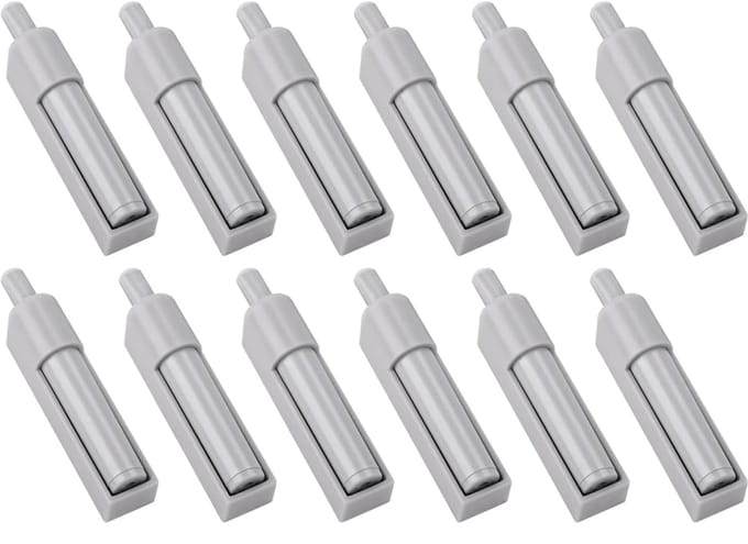 Deurbuffer - 12 stuks - Druksnappers - Deurdemper - Deursluiter - Softclose deurdempers - Meubeldeurdemper - Grijs