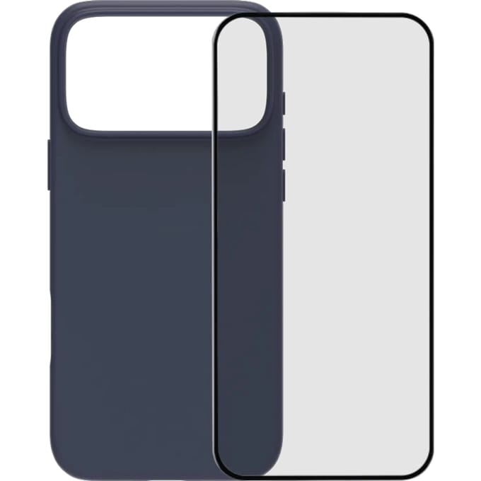 BlueBuilt Protective Back Cover met MagSafe iPhone 17 Pro Max Blauw + BlueBuilt iPhone 17 Pro Max Screenprotector Glas