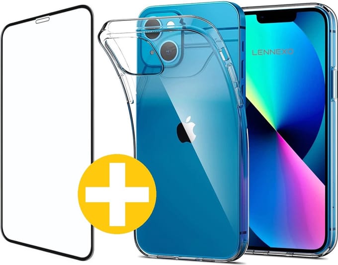 Hoesje en Screenprotector Combi Geschikt Voor iPhone 13 - Transparant Hoesje + Premium Screenprotector