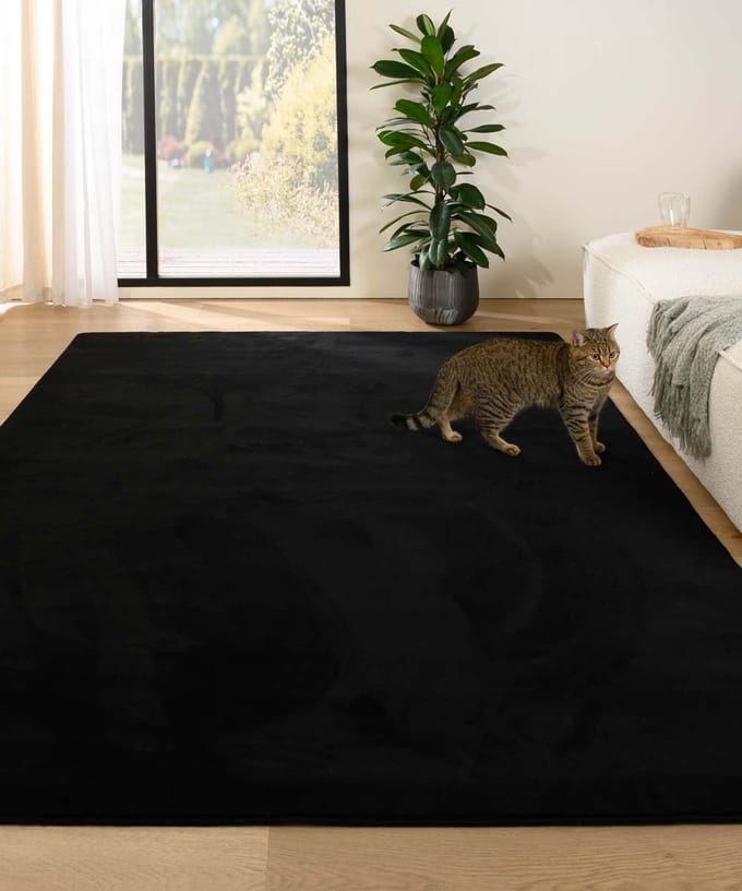 Zacht vloerkleed - Plush zwart 80x150