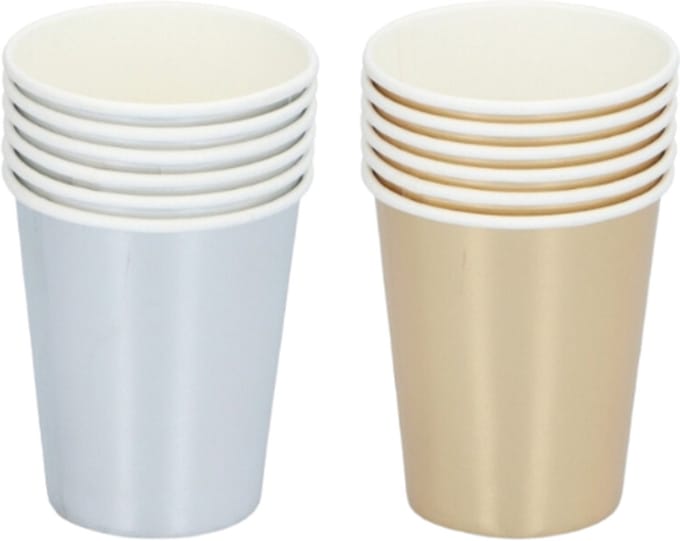 Wegwerpbekers - goud of zilver - 6 stuks