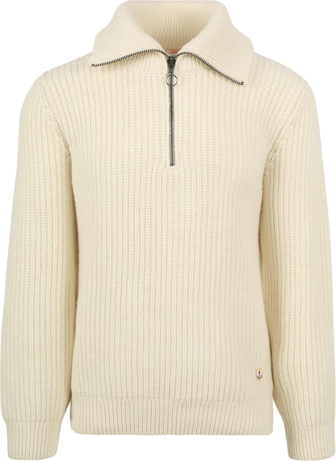 Armor-Lux Camionneur Half Zip Trui Wol Ecru - Maat XL - Heren - Schipperstrui