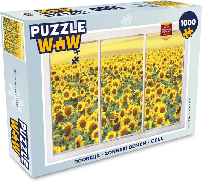 Puzzel Doorkijk - Zonnebloem - Geel - Legpuzzel - Puzzel 1000 stukjes volwassenen