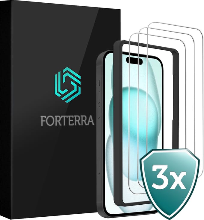 Screenprotector 3 Stuks - Geschikt voor Apple iPhone 15 Plus - Met Installatie Frame - Beschermglas - Gehard Glas - Tempered Glass - Screen Protector