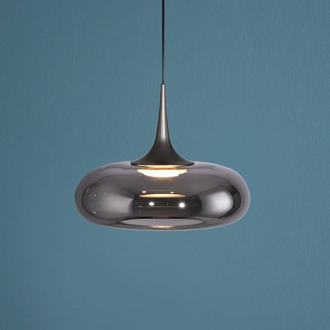 SCHÖNER WOHNEN LED hanglamp Posh 1-lamp, rookglas, 3.000 K