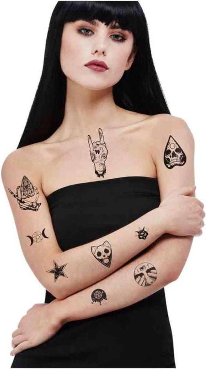 Smiffys - Icon Tijdelijke Tattoo - Zwart