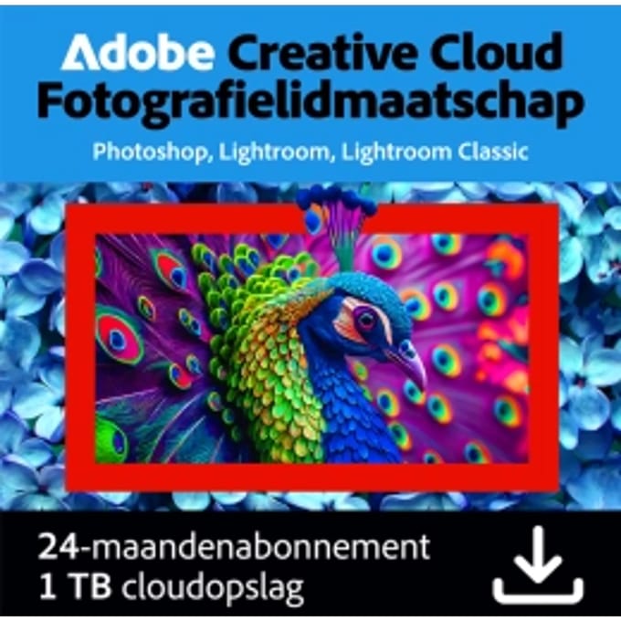 Adobe Photography Plan (Photoshop CC + Lightroom CC) | 2 Jaar | 1 Gebruiker | 1TB cloudopslag
