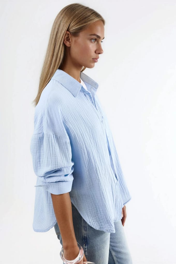 Textured Woven Cotton Overhemd