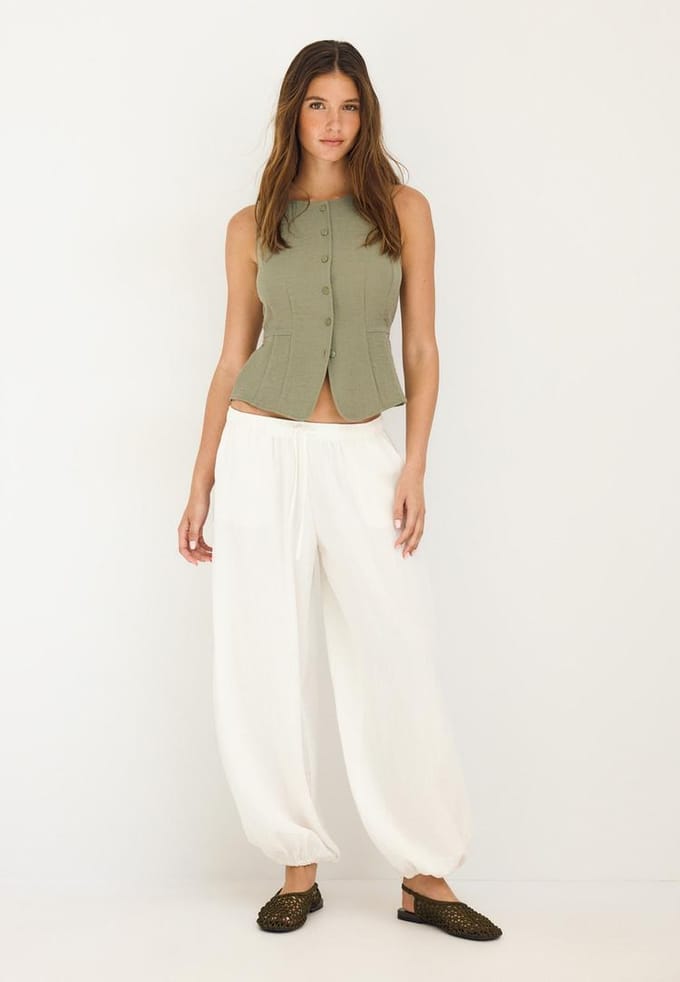 Stradivarius Gilet met knopen  Kaki M