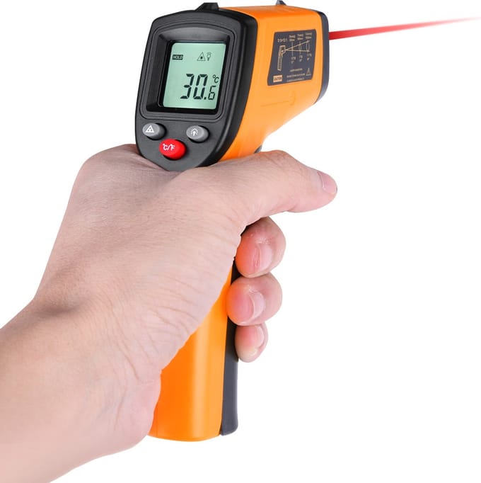 Digitale thermometer - Infrarood thermometer - met Laserpointer - Warmtemeter - Bereik -50 °C tot +380 °C – geel