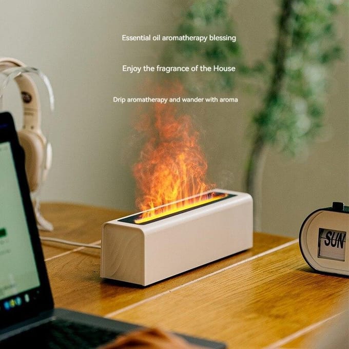 Diffuseur de flamme de Simulation colorée, diffuseur de parfum enfichable USB, diffuseur d'humidification de flamme pour bureau et maison noir