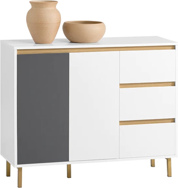 Simpletrade - Dressoir - kast - 97x80x34cm - Wit/Grijs/Goud