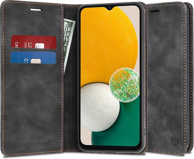 Hoesje geschikt voor Samsung Galaxy A04s - Techsuit Confy Book Wallet Case - Zwart
