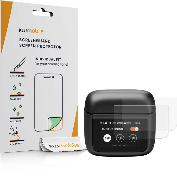 kwmobile screenprotector geschikt voor JBL Tour Pro 3 / Live Pro 3 case -Set van 3 - Schermfolie van TPU - Screen protector voor oordopjes case