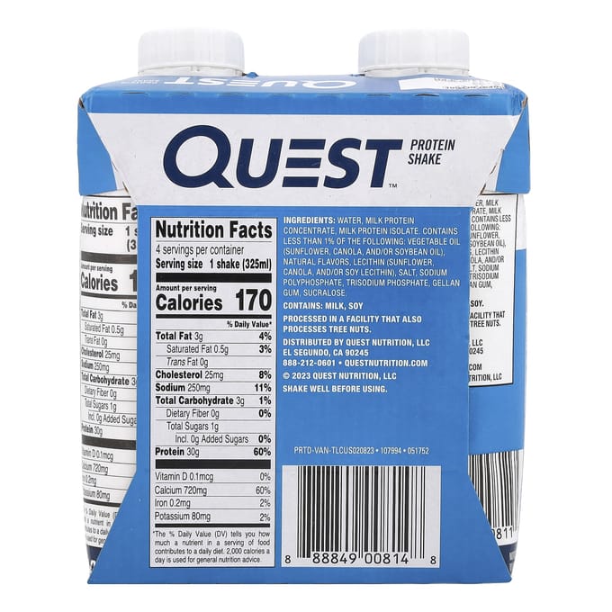 Quest Nutrition, Eiwitshake, Vanille, 4 Stuks, 325 ml (325 ml) Elk