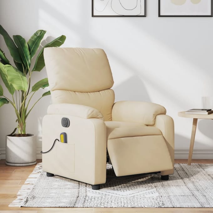 vidaXL - Massagestoel - elektrisch - verstelbaar - stof - crèmekleurig