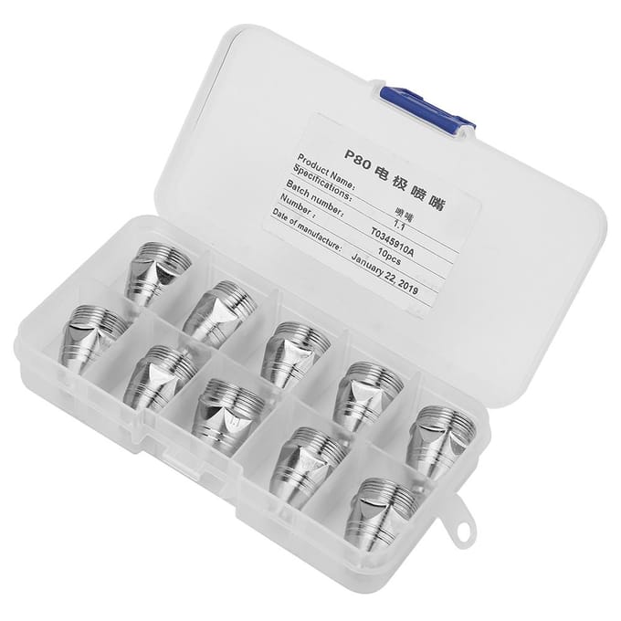 10 pièces P 80 Consommables de Coupe Plasma Torche Coupeur Buse Embouts (Buse de 1,1 mm)