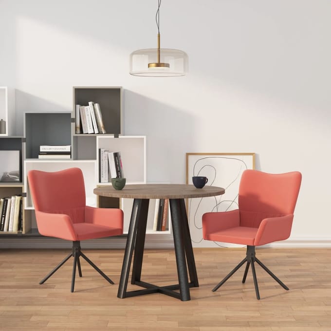 vidaXL - Eetkamerstoelen - draaibaar - 2 - st - fluweel - roze