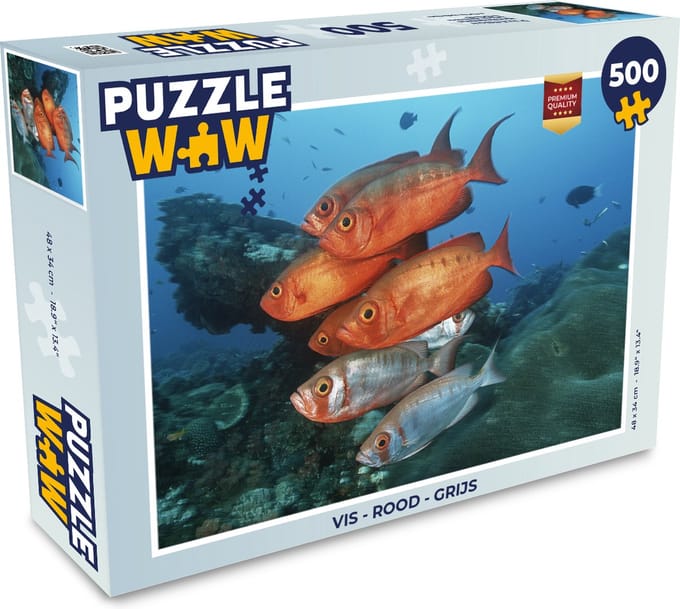 Puzzel Vis - Rood - Grijs - Legpuzzel - Puzzel 500 stukjes