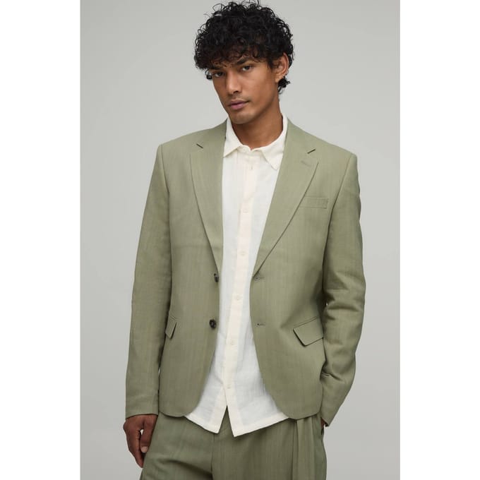 Linnen-look Blazer Met Relaxed Fit | Olive | Size 36