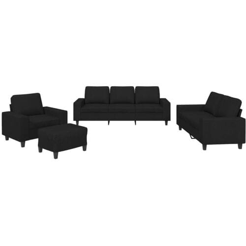 vidaXL - 4-delige - Loungeset - stof - zwart