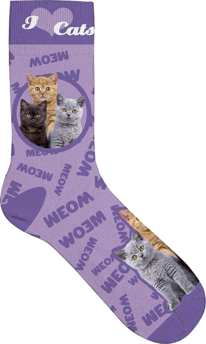 Plenty Gifts Sokken Cat Collage Polyester Paars Maat 31-36