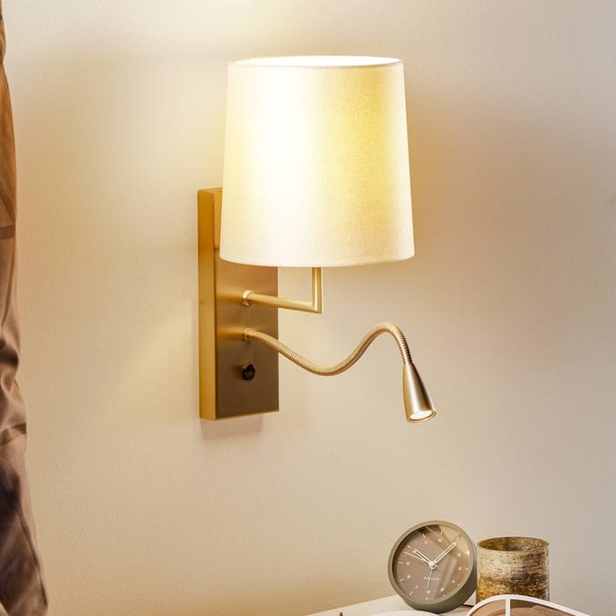 Hufnagel Havanna wandlamp met LED leesarm crème wit