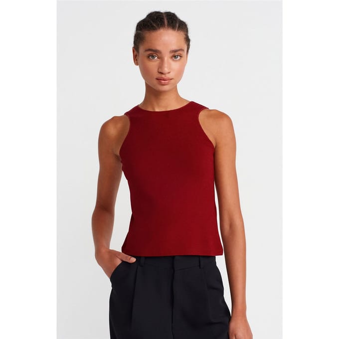 Gevormde Geribde Mouwloze Blouse