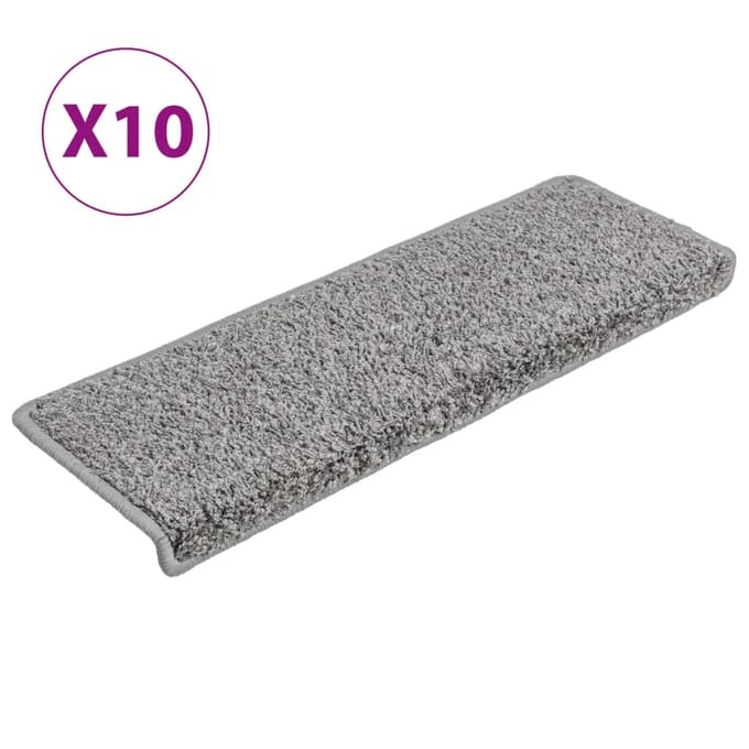 vidaXL - Trapmatten - 10 - st - 65x21x4 - cm - Grijs - Rechthoekige - Rand