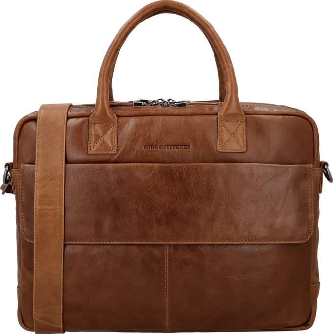 Hide & Stitches Porto Laptoptas 15,6 inch (34.5x19.4 cm) - 100% Leer - Bruin