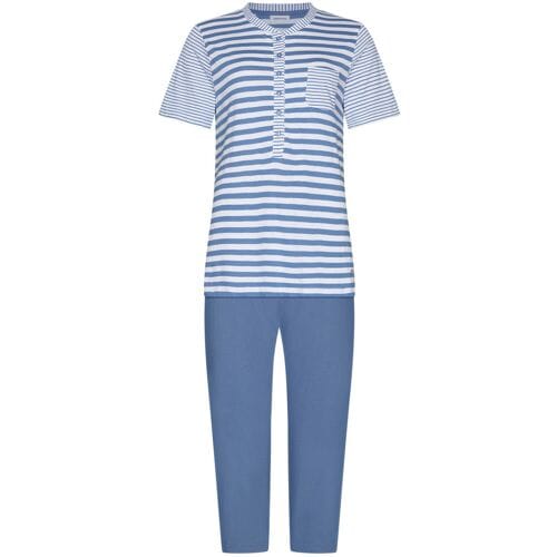 Pastunette - Pyjama - Stone Blue - Katoen - Blauw/Wit - Knoopsluiting - Maat 54