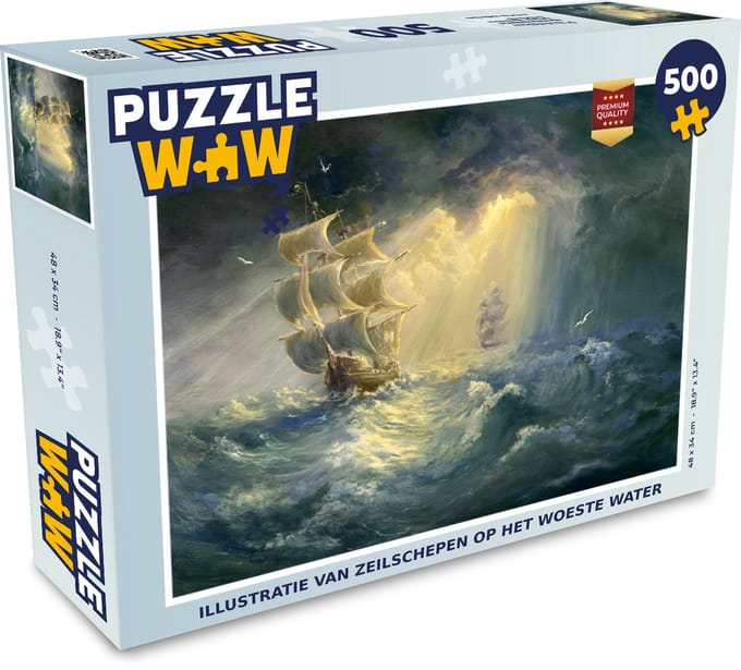 Puzzel Illustratie van zeilschepen op het woeste water - Legpuzzel - Puzzel 500 stukjes