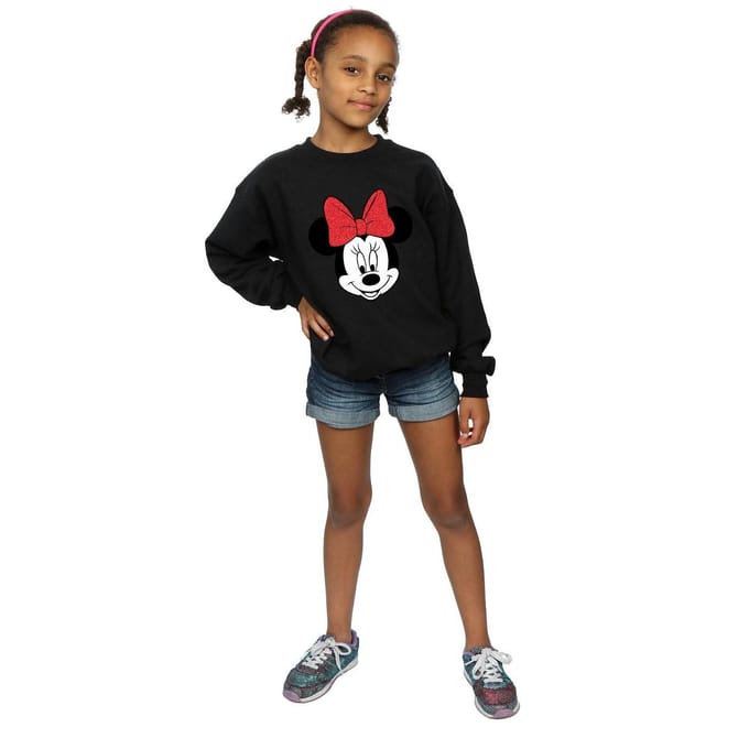 Disney Meisjes Minnie Mouse Hoofd Sweatshirt (Zwart)