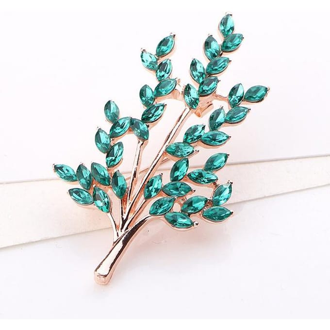 Prachtige High-End Broche Blad Kristal Glas Strass Plantentak Speld Dames Mode blue