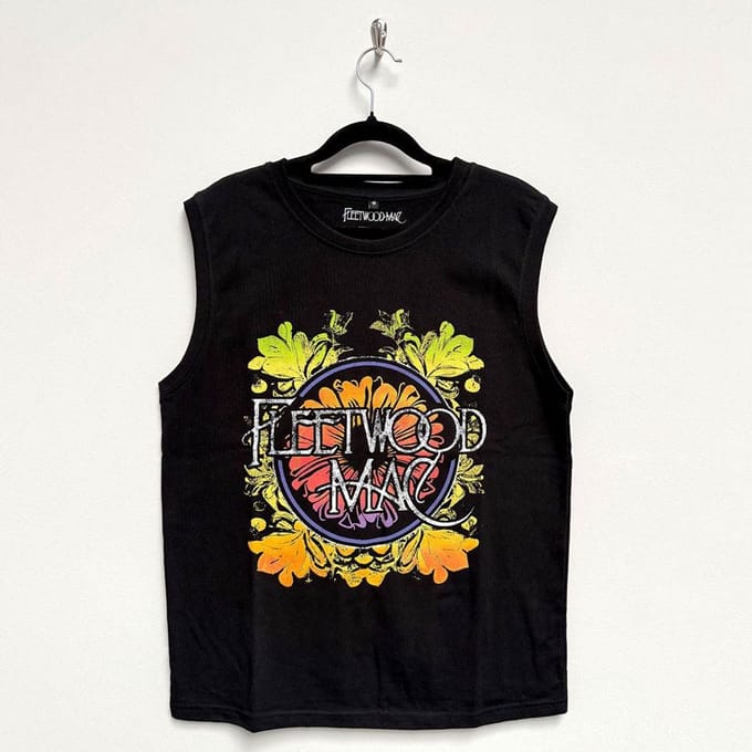 Fleetwood Mac - Circle Floral Logo Tanktop - M - Zwart