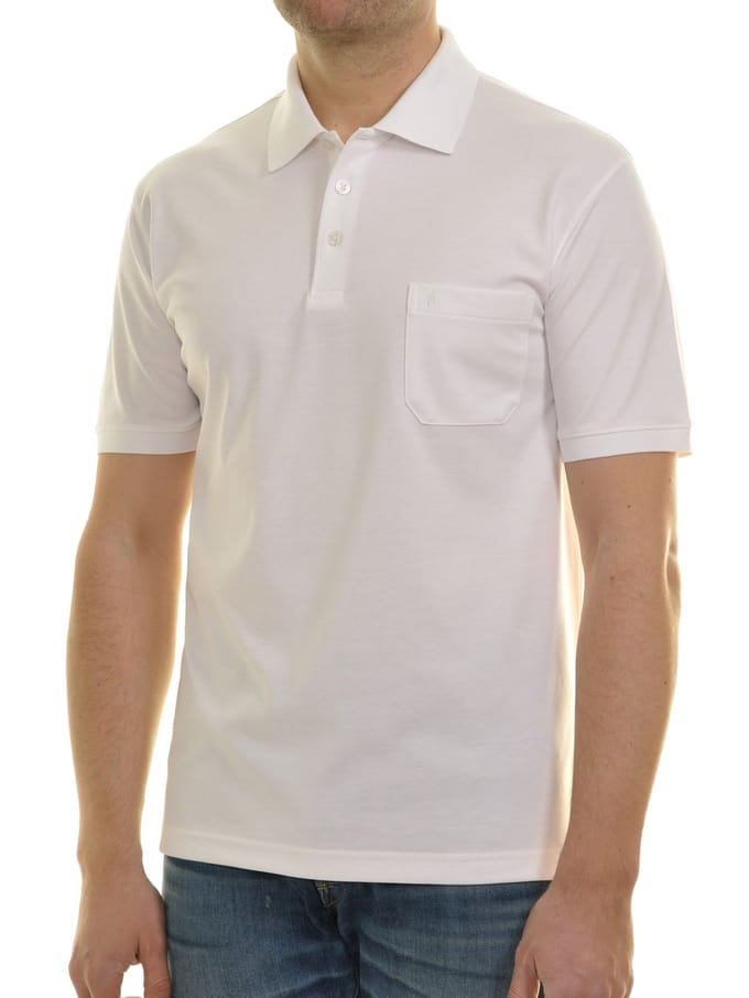 Ragman Softknit Poloshirt Breast Pocket Pima Cotton Mix Wit / male