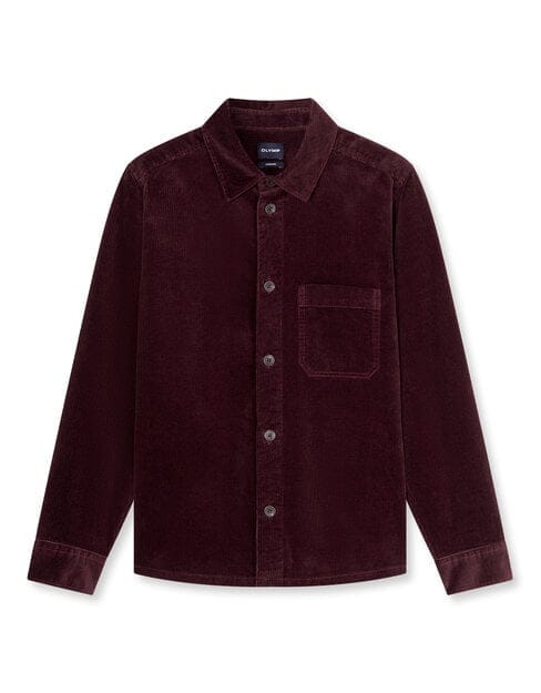 OLYMP Casual Overhemd, Overshirt, Kent, Bordeauxrood