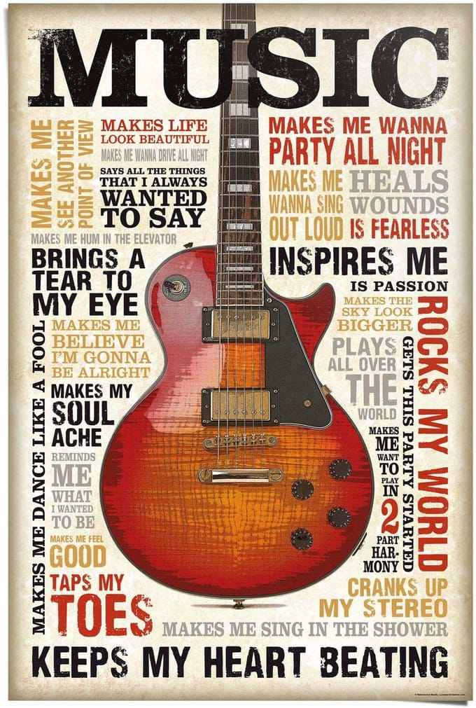 Poster Music is Passion - 91,5 x 61 - Papier - REINDERS