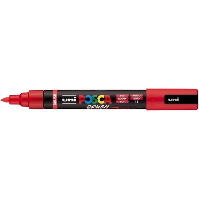 Paintmarker Uni POSCA PC-5BR brushpunt medium rood